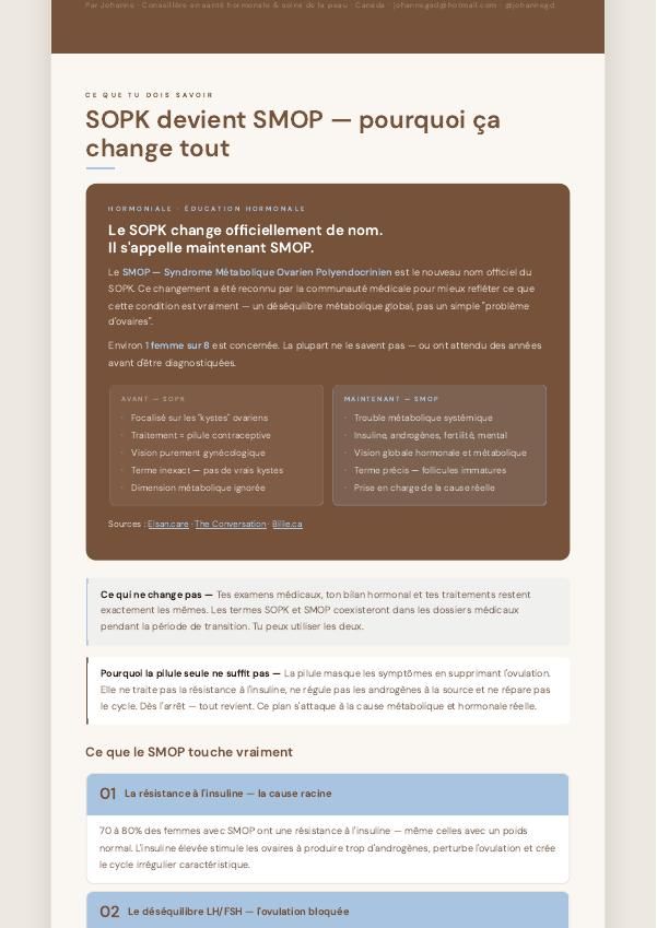 SOPK / SMOP Équilibre — extrait 2 du guide